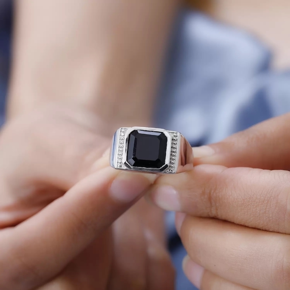 Artisan ✦ Black Spinel Platinum Ring ✦ 7.00ctw Size 14 Rare Statement ✦ NWT